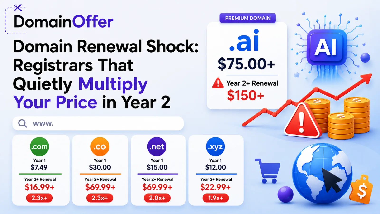 Domain Renewal Shock: Registrars That Quietly Multiply Your Price in Year 2